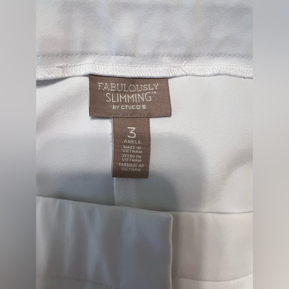 Chico's size 3 Fabulously Slimming Ankle Pants in White Women’s Size 16 - Picture 3 of 7